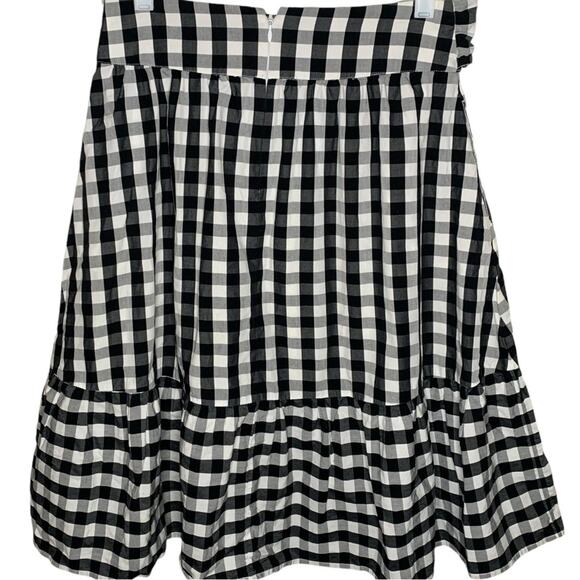 J Crew Skirt Size 2 Gingham Black and White Tiered Peasant Ruffle Waist Tie - Picture 2 of 3